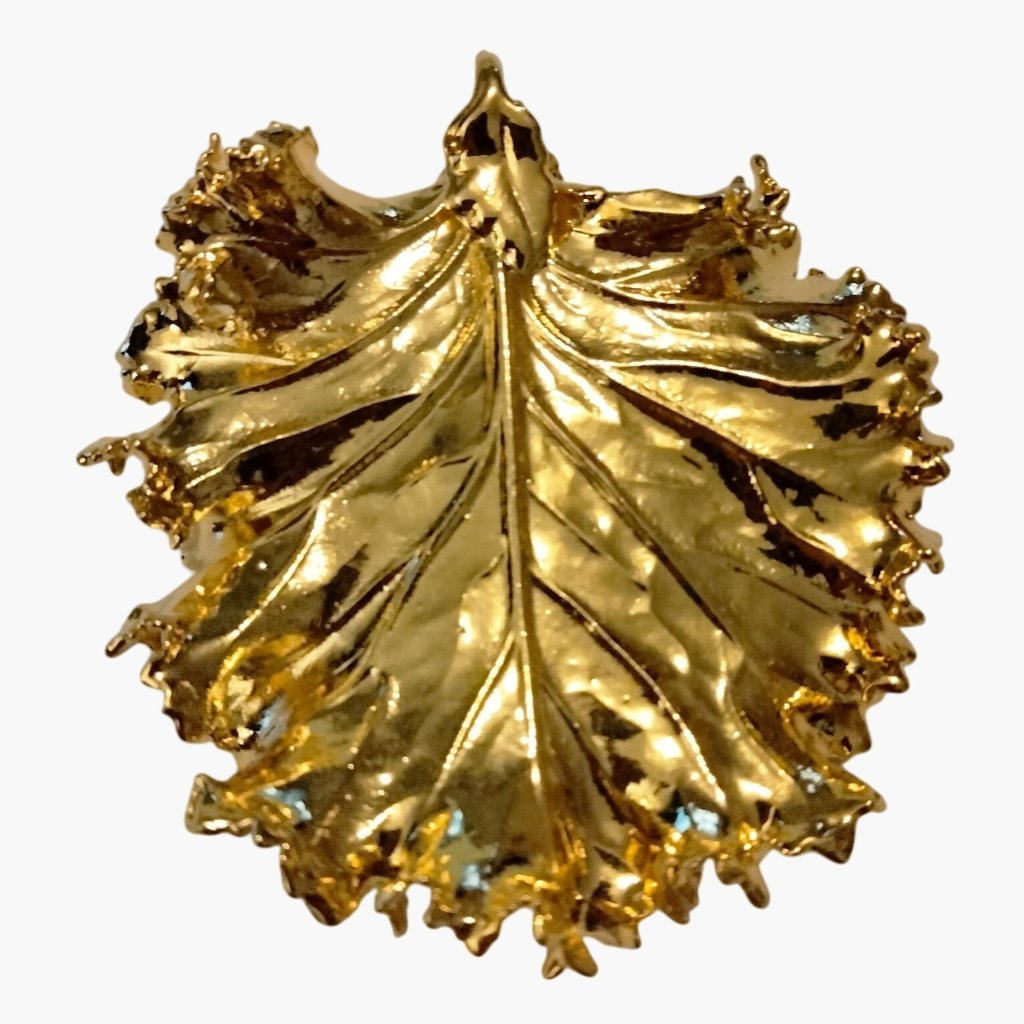 Gold Leaf Shaped Pendant Textured Statement 25$